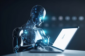 AI, Artificial Intelligence, technology smart robot AI, artificial intelligence by enter command prompt for generates something, Futuristic technology, Generative AI