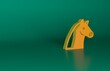 Orange Horse icon isolated on green background. Animal symbol. Minimalism concept. 3D render illustration