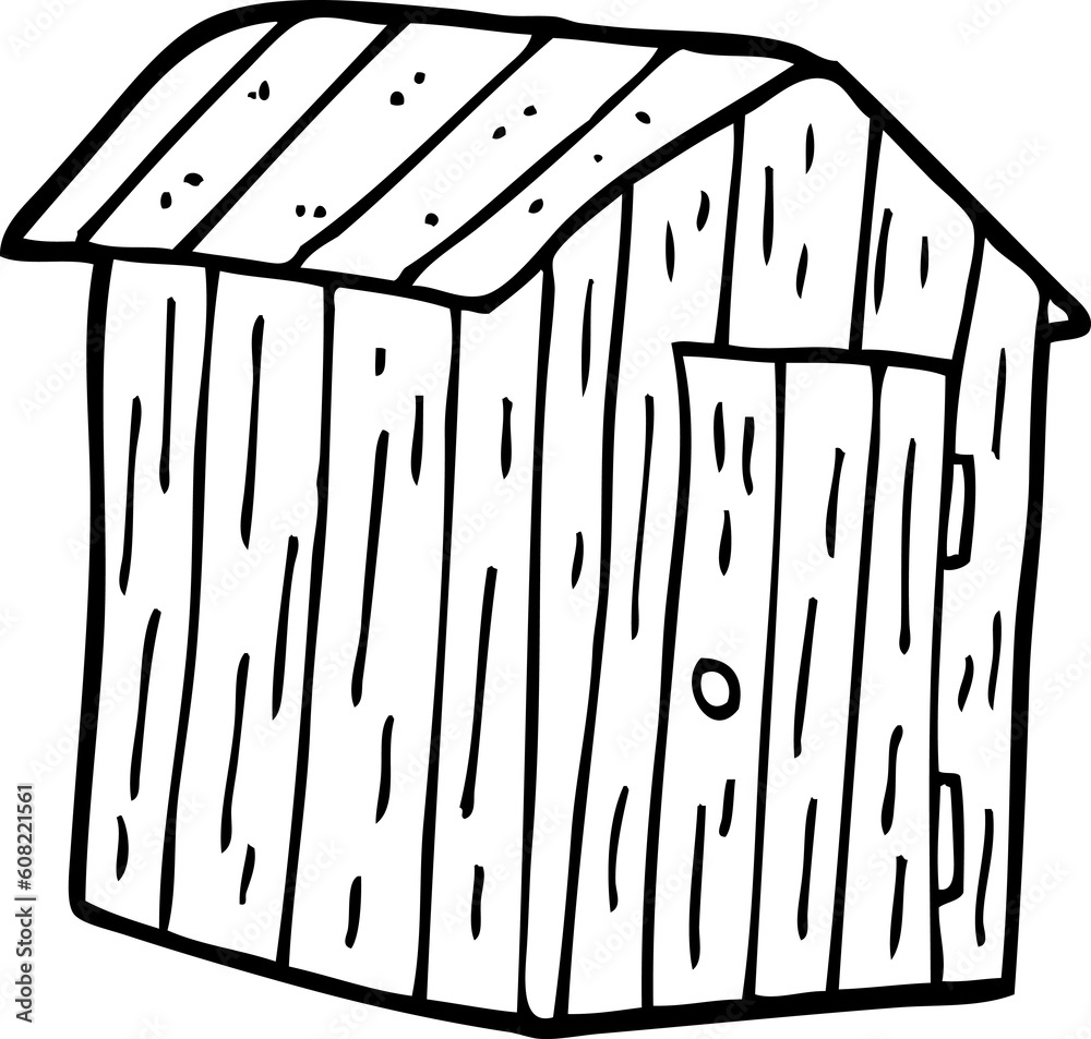 line drawing cartoon wood shed