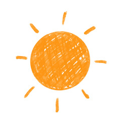 Wall Mural - doodle sun drawing isolated on white background, child style.