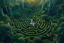 Green Maze In Forest Jungle Generative Ai