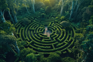 green maze in forest jungle generative ai