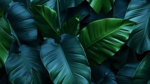 Tropical Leafleaves Collection For Design With Dark Color. Generative AI