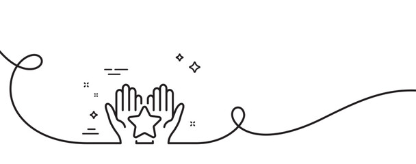 Poster - ranking line icon. continuous one line with curl. holding star sign. best rank symbol. ranking singl