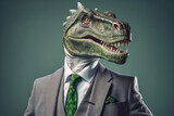 dinosaur office manager in formal suit generative ai