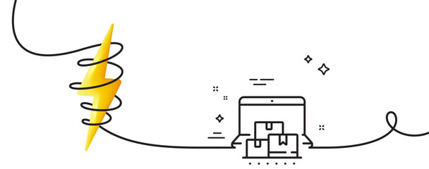 Poster - Online storage line icon. Continuous one line with curl. Internet delivery sign. Mobile device service symbol. Online storage single outline ribbon. Loop curve with energy. Vector