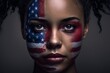 © MiraCle72 - Young woman with painted American flag on her face, created with generative AI