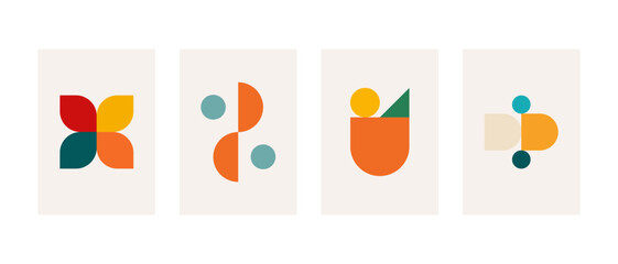 Poster - Minimalist Bauhaus Aesthetics in Poster Design. Vector abstract bauhaus retro pattern background.