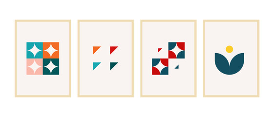 Poster - Geometric Bauhaus Posters for Modern Living Spaces. Vector Illustration Aesthetic Bauhaus Poster Enhancing Interior Design.