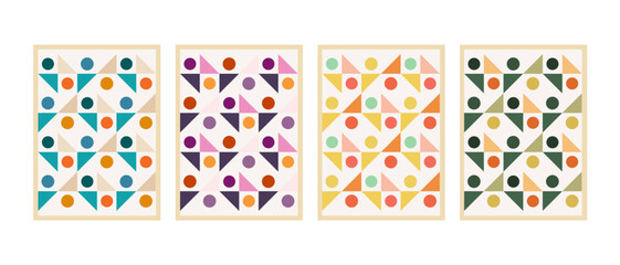 Poster - Bauhaus retro pattern background. Vector illustration abstract geometric poster. Aesthetic Bauhaus Posters Celebrating Form and Color.