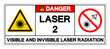 © ยงยุทธ จันทะบุตร - Caution Laser 2 Visible And Invisible Laser Radiation Symbol Sign ,Vector Illustration, Isolate On White Background Label. EPS10
