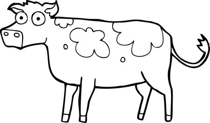 Wall Mural - freehand drawn black and white cartoon cow