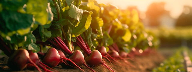 Wall Mural - beets grow in the vegetable garden harvest. Generative Ai,