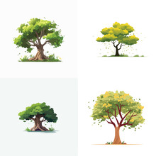 Trees Set Vector Isolated On White