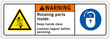 Rotating equipment hazard sign and labels rotating part inside