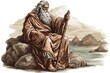 prophet Moses isolated on white background. Generated by AI.