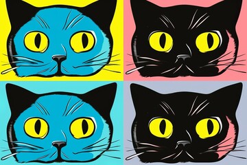 Wall Mural - cute cat face pop art  tile