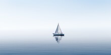 Sailboat Glides Lightly On The Waves Of A Pristine Ocean