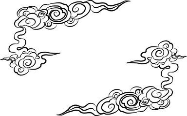 Wall Mural - Chinese cloud vector for coloring book and printing on white background.Traditional Japanese culture element for tattoo design and idea.