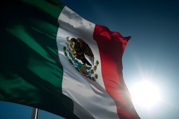 Flag of Mexico waving in the wind. Generative AI