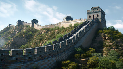 The famous great wall of China - Jinshanling section. Generative Ai