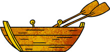 Hand Drawn Textured Cartoon Doodle Of A Wooden Boat