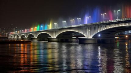 Wall Mural - Banpo Bridge Moonlight Rainbow Fountain. Generative Ai