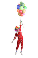 Canvas Print - Clown flying with a bunch of balloons