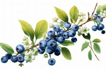 Canvas Print - Fresh Blueberry Fruits. Ai generative