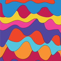 Wall Mural - Psychedelic waves candy colors pink blue orange vector illustration