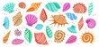 © Vectorcreator - Cartoon decorative seashell. Tropical mollusk mineral formations, marine life shells, color doodle ocean elements, underwater, vector set