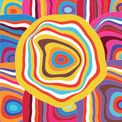 Wall Mural - Spiral Psychedelic Design. Candy colors pink blue orange yellow groovy illusion background