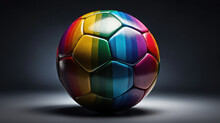 A Rainbow Colored Soccer Ball On A Black Background, Pride And Inclusion In Sport Wallpaper, AI