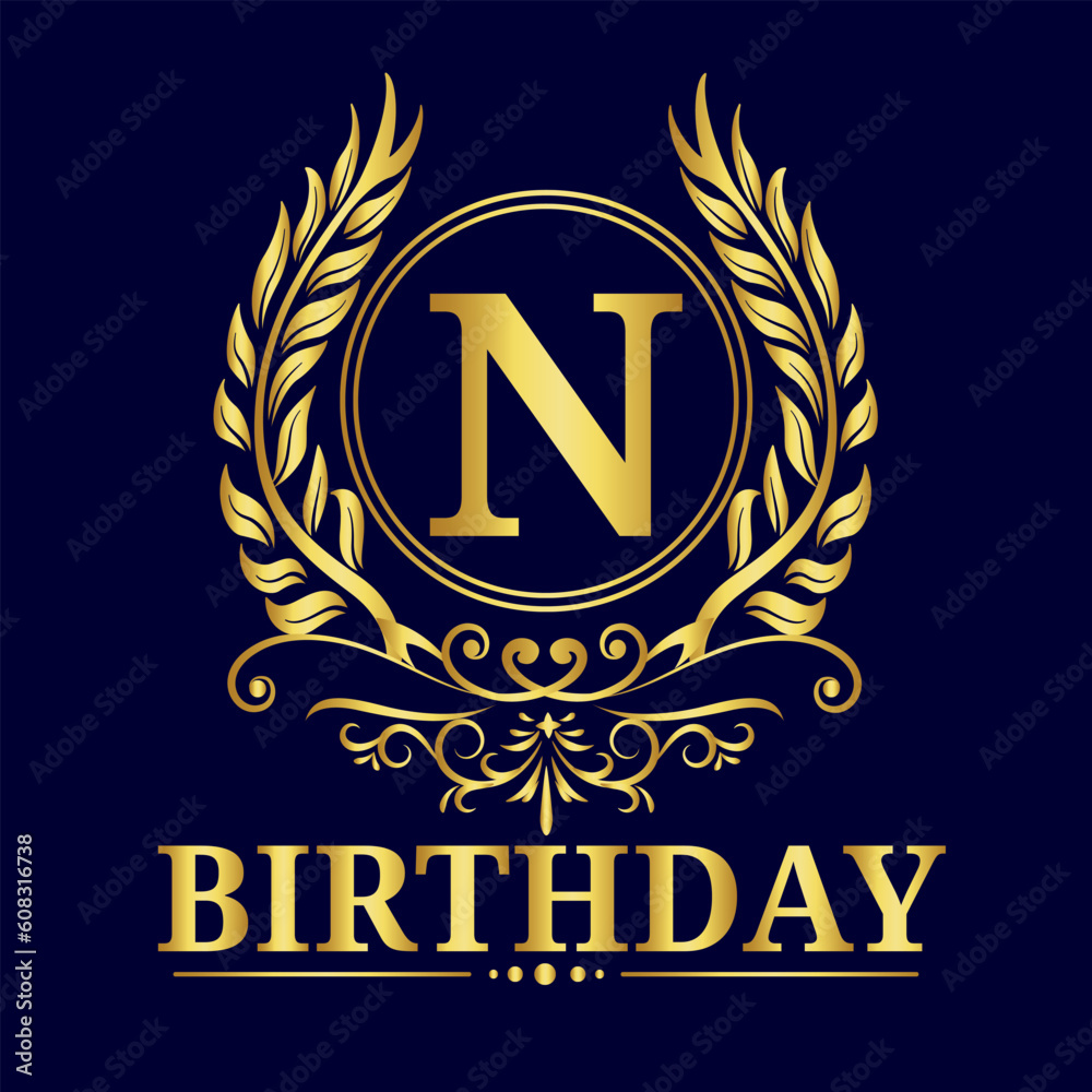 Letter N Alphabet, Golden Letter N Luxury Gold Alphabet Vector Design ...