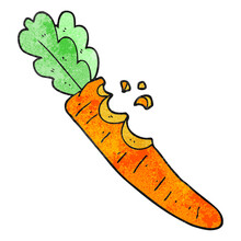 Freehand Textured Cartoon Bitten Carrot