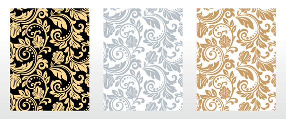 wallpapers in the style of baroque. seamless vector backgrounds. set of colored floral ornaments. gr
