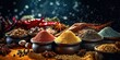 AI Generated. AI Generative. Set of different indian spices for meny food tasty. Graphic Art