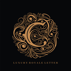 Wall Mural - Letter C Luxury Royal Circle Ornament Logo