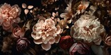 Fototapeta Storczyk - AI Generated. AI Generative. Photo Illustration of flowers on canvas elegant luxury style decoration. Graphic Art