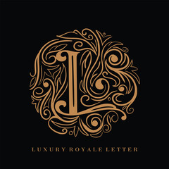 Wall Mural - Letter L Luxury Royal Circle Ornament Logo