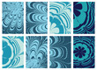 © desertsands - Set of abstract ocean marble art. Natural random ebru. Artistic style with the swirls of marble or the ripples of agate stone. Blue paint shapes. Vector.