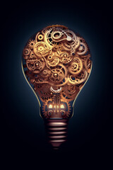 Aufkleber - A delicate paper-cut artwork of a lightbulb surrounded by swirling gears and clockwork, illustrating the concept of time and how creativity can drive progress and change.  Generative AI technology.