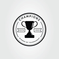 Wall Mural - sport champion trophy or league cup logo vector illustration design