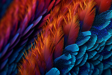 Poster -  trending image featuring a close-up shot of a single feather with intricate details and vibrant colors, Generative AI technology.