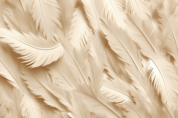 Poster - A minimalist feather background pattern texture, with soft and muted tones, creating a soothing and elegant aesthetic. Generative AI technology.