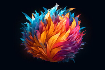Poster - A digital illustration of a stylized flame with bold and dynamic colors, representing passion, power, and transformation. Generative AI technology.