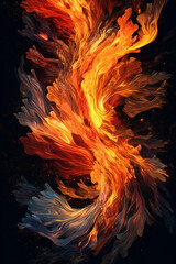 Poster - An abstract artwork depicting a series of interconnected flames, symbolizing the unity and strength that can be achieved through collective action. Generative AI technology.