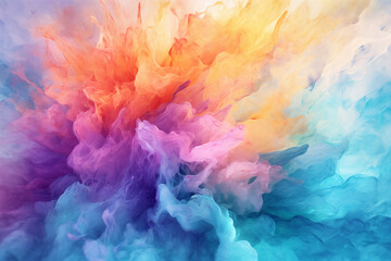 Fototapete - An abstract artwork featuring watercolor strokes and blends, creating a harmonious and fluid composition reminiscent of the movement of water. Generative AI technology.