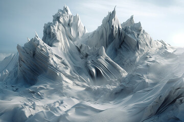 Aufkleber - wind-sculpted ice formations on a mountain peak, showcasing the transformative power of wind in shaping the natural world.  Generative AI technology.