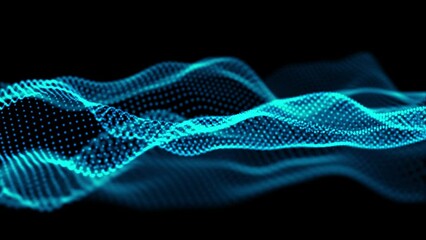 Fototapete - Waving blue glowing cybernetics connecting lines with wireframe wave background. beautiful abstract wave technology background with blue light digital effect corporate concept Technology Background